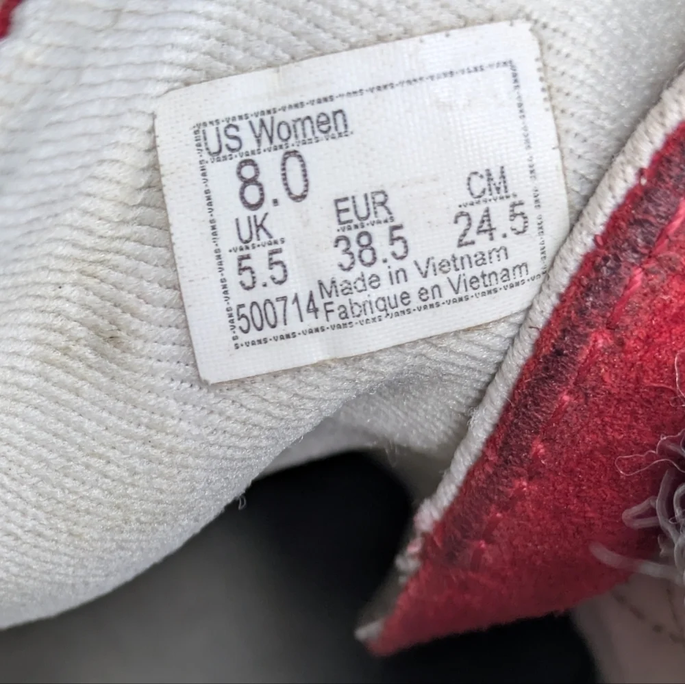 Vans Red Checker Sneaker Shoe 8 Women - Picture 8 of 8